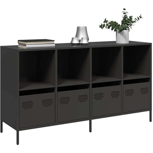 vidaXL Komoda črna 135x39x73,5 cm hladno valjano jeklo Cene