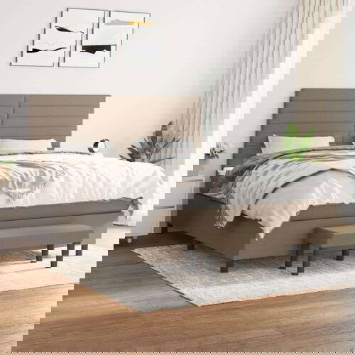  Box spring postelja z vzmetnico taupe 180x200 cm blago, (20895943) Cene