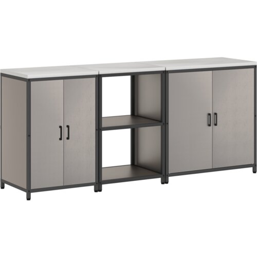 vidaXL Set za kuhinjsku pohranu s policom Ostalo s pohranom s vratima 3 pcs Rđa 210 x 50 x 92 cm Cijene