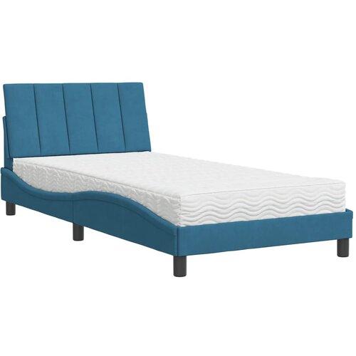 vidaXL Postelja z vzmetnico modra 100x200 cm žamet, (21216537) Cene