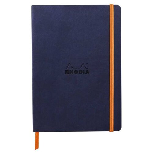  Notes A5, Rhodiarama soft, s gumicom, diktando crte, tamnoplavi Slike