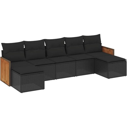  7-dijelni set vrtnih sofa od poliratana s jastucima crni Crna 59 x 62 x 69 cm Slike