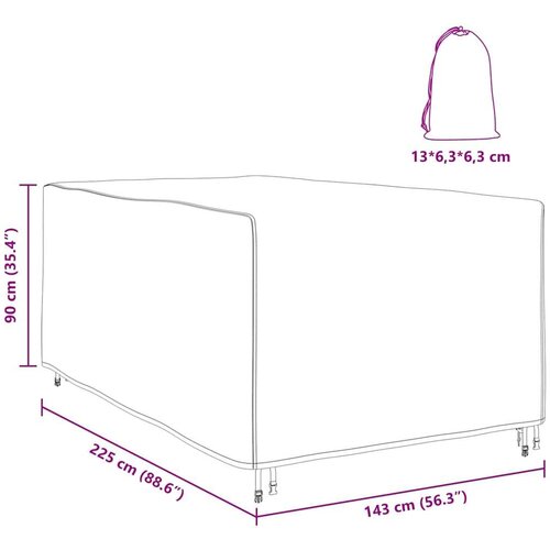 VidaXL Navlaka za vanjski namje&amp;scaron;taj Crna 143 x 225 x 90 cm 210D Slike