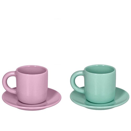Andrea Fontebasso Set skodelica za črno kavo Colorblock 100ml / vijola, zelena / 2 kos / porcelan, (5000267851) Slike