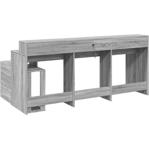 vidaXL Radni stol s LED svjetlima siva boja hrasta 200x104x91cm drveni Cijene
