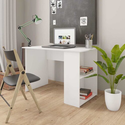  Radni stol bijeli 110 x 60 x 73 cm od iverice Slike