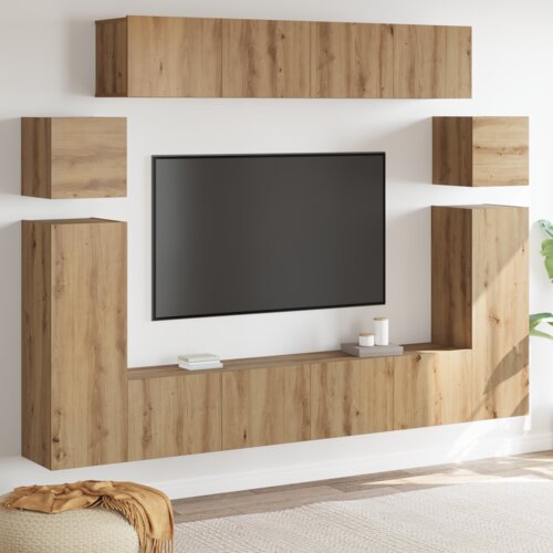 vidaXL Komplet TV omaric 8 pcs Rjava 30.5 x 30 x 90 cm Konstruiran les Cene