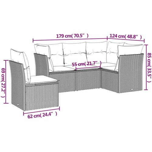 vidaXL 5-dijelni vrtni set sofa s jastucima bež od poliratana Cene