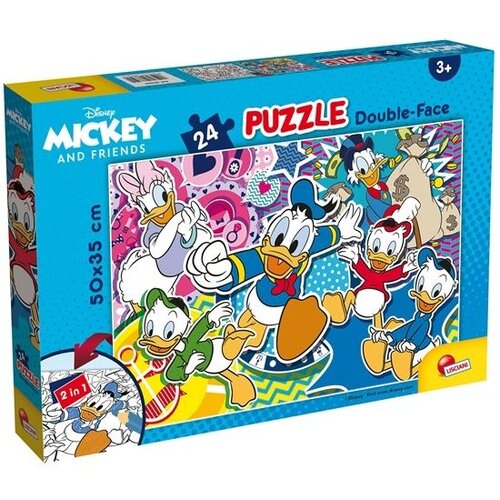 Lisciani Disneyjev Raca Donald 2 v 1, 24-delni puzzle in pobarvanka 50x35 cm &ndash; Lisciani Cene