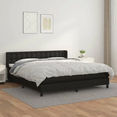  Box spring postelja z vzmetnico črn 180x200 cm umetno usnje, (20846786)