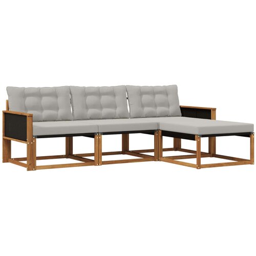 vidaXL Zunanja garnitura za sedenje 4 pcs Naravna in svetlo siva, (5000281683) Cene