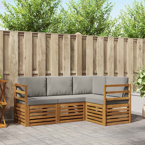  Setovi sofa 4 pcs Prirodna i svijetlo siva Čvrsto drvo akacije Cene