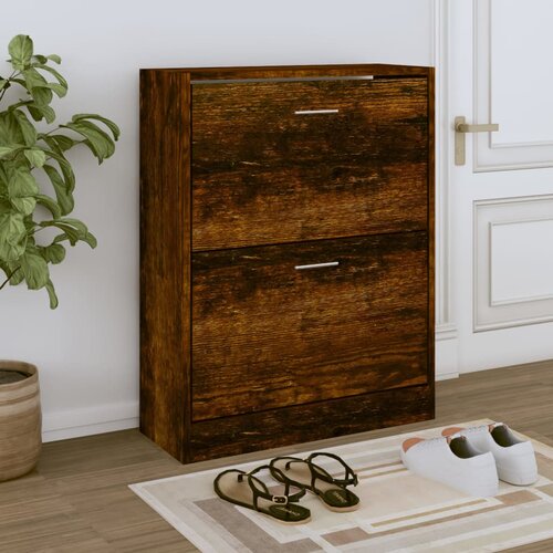 The Living Store Omarica za čevlje dimljeni hrast 63x24x81 cm inženirski les - Omarica Za Čevlje, (21435017) Slike