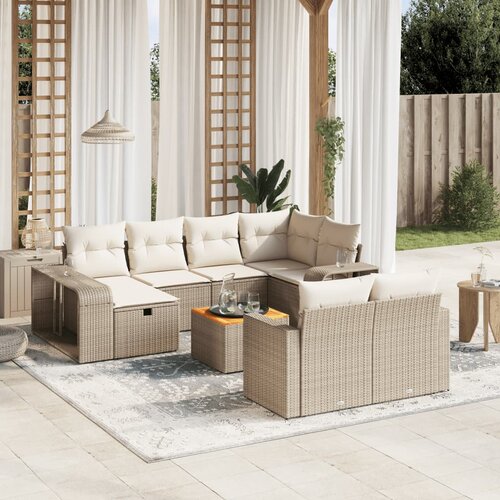 vidaXL 11-dijelni set vrtnih sofa od poliratana s jastucima bež Cijene