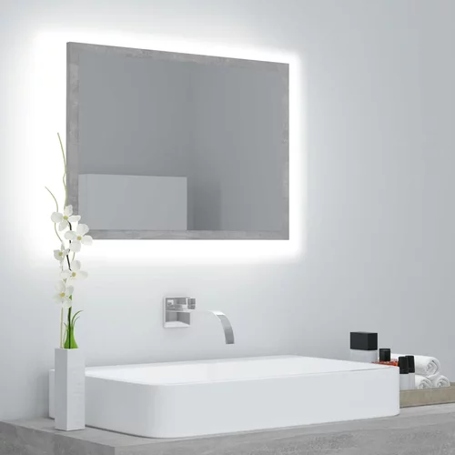 vidaXL LED kopalniško ogledalo betonsko sivo 60x8,5x37 cm akril, (20622373)