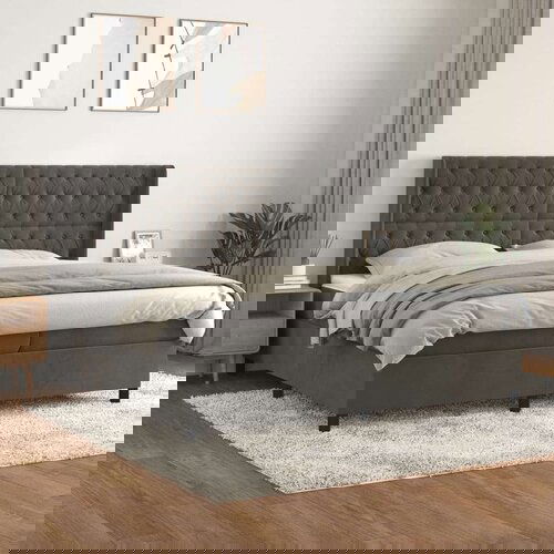  S oprugama i madracem tamnosivi 200x200 cm bar&amp;scaron;unasti Slike