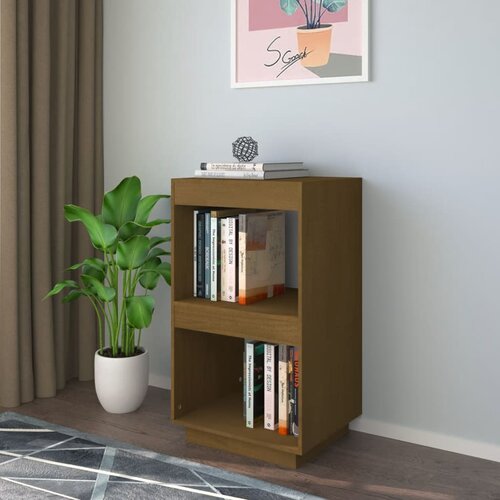 VidaXL knjižna omara medeno rjava 40x35x71 cm trdna borovina Slike