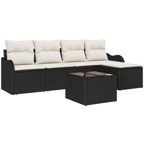  Set vrtnih kauča od 5 dijelova s jastučićima smeđi poli ratan  dvosed kauč s jastučićima crni poli ratan Cijene