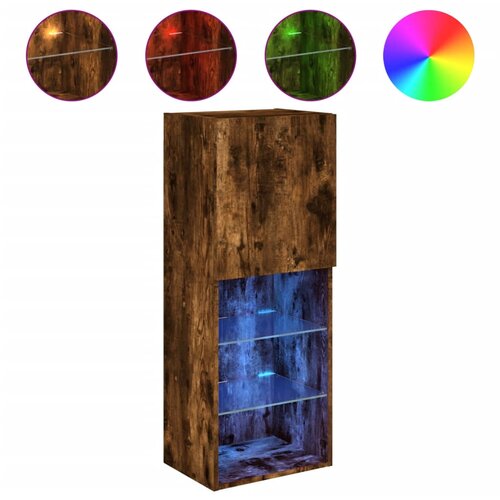 Maison Chic TV omarica - TV stojalo - Televizijska omarica z LED lučkami dimljeni hrast 40,5x30x102 cm, (21700180) Slike
