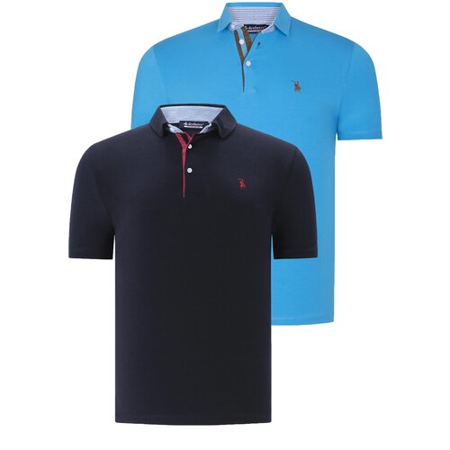 Dewberry DUAL SET T8582 MENS T-SHIRT-NAVY BLUE-DARK TURQUOISE Cijene