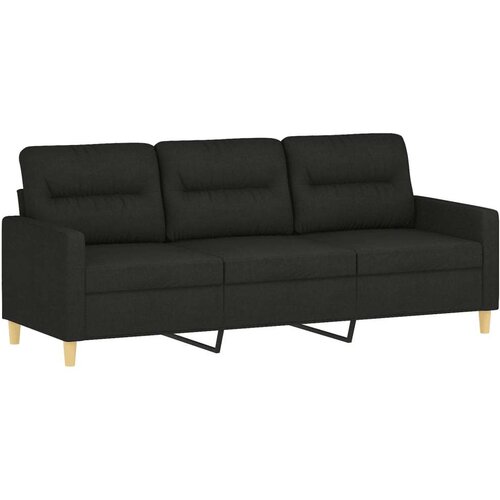 vidaXL Kavč trosed z blazinami črn 180 cm blago Cene