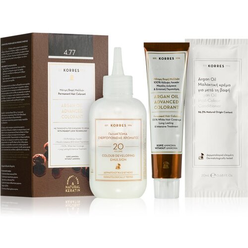 Korres Argan Oil permanentna barva za lase z arganovim oljem odtenek 4.77 Dark Choco 50 ml Cene