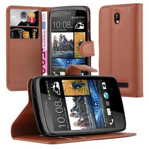 Cadorabo Ohi&scaron;je, združljivo z HTC Desire 500 v sedlo rjave barve - Za&scaron;čitni ovitek z magnetnim zapiranjem, stoječo funkcijo in režo za kartice, (20557263) Cene