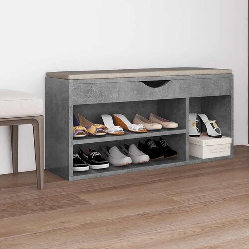  Klupa za cipele s jastukom boja betona 104 x 30 x 49 cm drvena Cene
