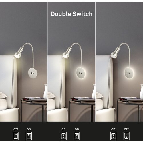 BRILONER 2178012 - led zidna fleksibilna lampa 1xE14/10W/230V + LED/3W hrom Slike