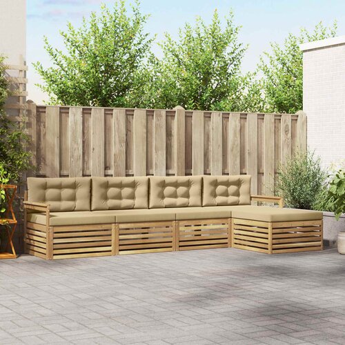  Set vanjskih sofa 5 kom. Bijela i bež Poliester Slike