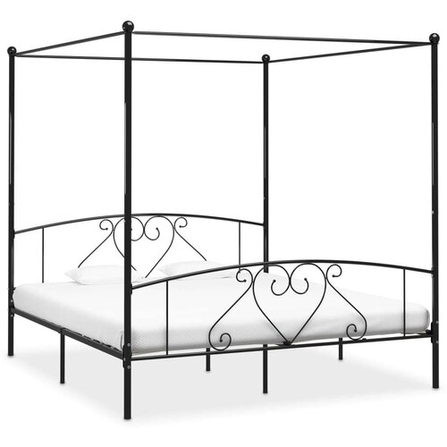  Za krevet s nadstrešnicom crni metalni 180 x 200 cm Cene