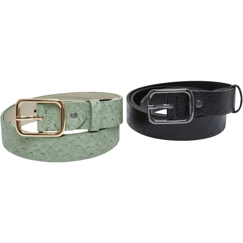 Urban Classics Accessoires Ostrich Synthetic Leather Belt 2-Pack black/leaf