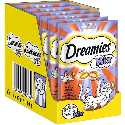 Dreamies 4 + 2 gratis! mačji prigrizki 6 x 60 g - Mix mačji prigrizek Piščanec & raca ( 6 x 60 g)