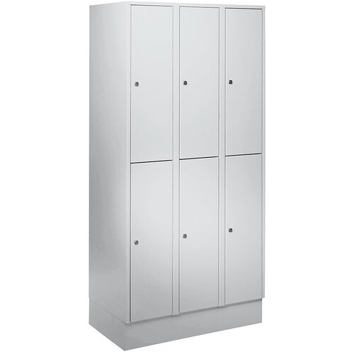 Wolf Garderobna omara s podnožjem, VxŠxG 1800 x 900 x 500 mm, 6 predelkov, svetlo siva Cene