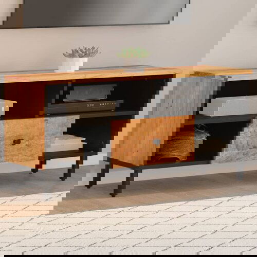 Furnova TV omarica 100x33x46 cm trden akacijev les, (21924379) Slike