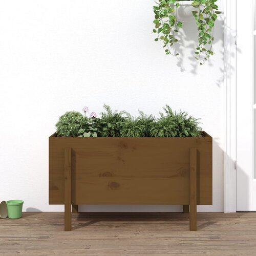VidaXL Vrtna visoka greda medeno rjava 101x50x57 cm trdna borovina Slike