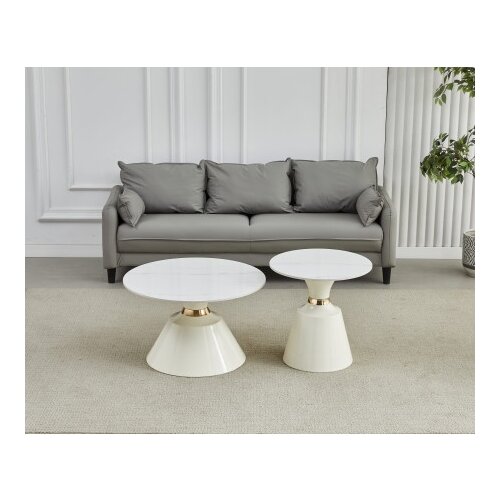 Arti Klub sto 6164 set Bela keramička ploča/Bele metalne noge fi 70+fi 50 ( 800-633 ) Cene