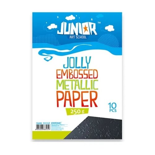 Junior jolly embossed metallic paper papir met. relj. a4 250g10k - odaberite nijansu crna ( 136211 ) Slike