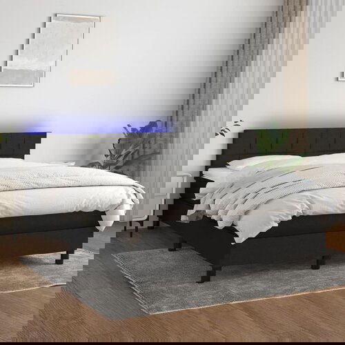 The Living Store Box spring postelja z vzmetnico LED črna 140x200 cm blago - Box Spring Postelja, (21515255) Slike