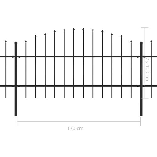 VidaXL vrtna ograda s ukrasnim kopljima (0,75-1) x 6,8 m čelična crna Slike