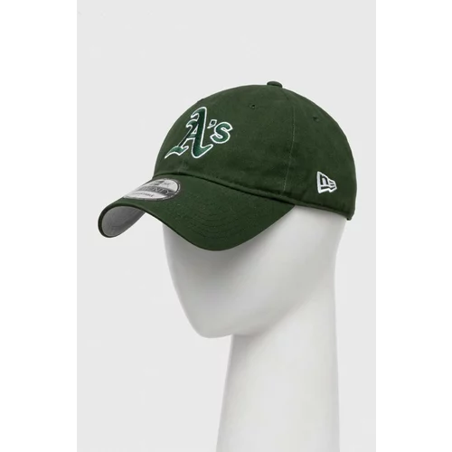 New Era Bombažna bejzbolska kapa zelena barva, OAKLAND ATHLETICS