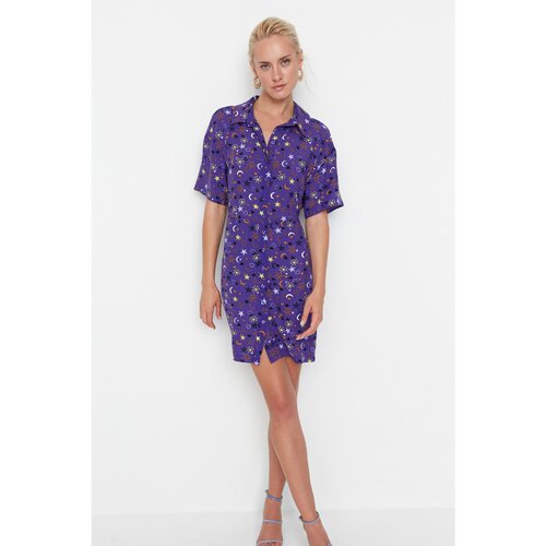 Trendyol Navy Blue Shirt Dress Dress Slike