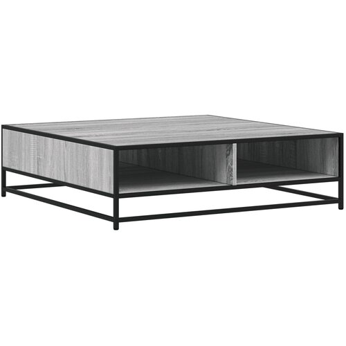 Maison Chic Klubska mizica - kavna mizica - Nizka mizica siva sonoma 100x100x30 cm inž. les in kovina, (21753026) Slike