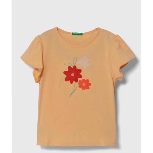 United Colors Of Benetton Otroška bombažna kratka majica oranžna barva