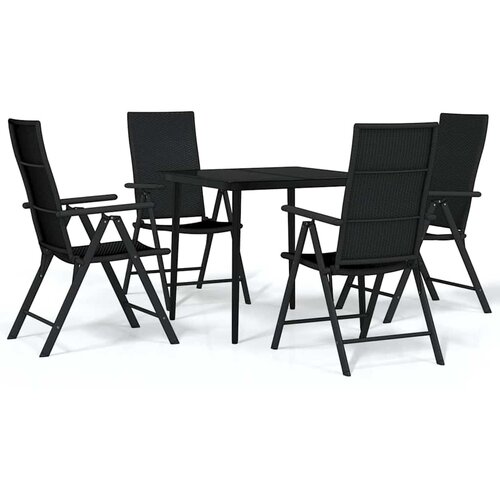  3-dijelni vrtni blagovaonski set crni Slike