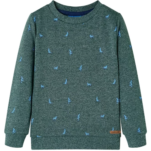 vidaXL Otroški pulover temno zelena melange 116
