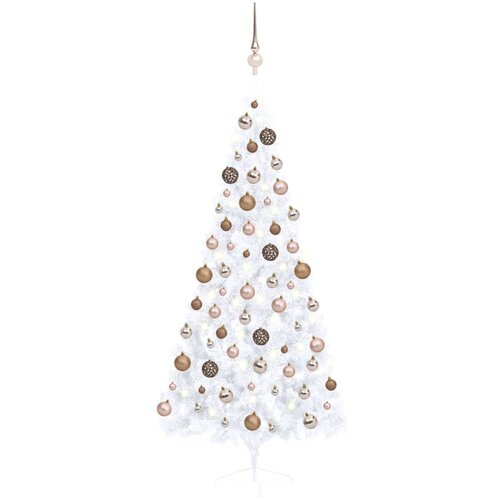 vidaXL umjetna polovica božićnog drvca LED s kuglicama bijela 180 cm Cene