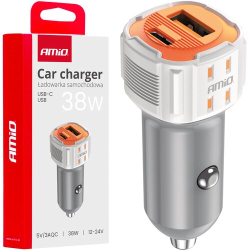 Amio Auto punjač USB-A USB-C 38W bijeli Cijene