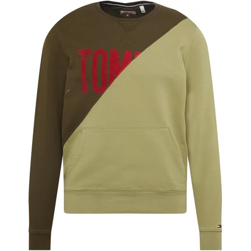 Tommy Remixed Sweater majica maslinasta / pastelno zelena / crvena