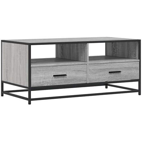 Maison Chic Klubska mizica - kavna mizica - Nizka mizica siva sonoma 100x50x45 cm inžen. les in kovina, (21752915) Slike